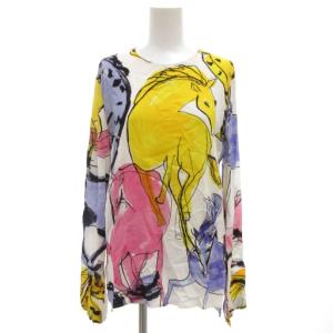 STELLA McCARTNEY セットアップ カットソー ロングスカート 36 長袖 フレア 水彩画ホース柄 アニマル柄 総柄 マルチカラー