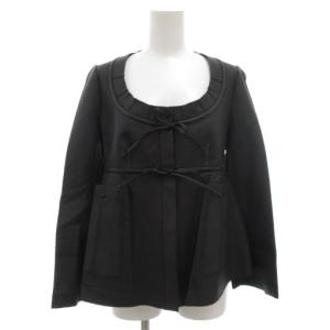 ラムレザーノーカラージャケット リボン 羊革 40 黒 ブラック 413055 TQH10 /GV GY30