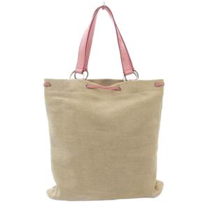 YVES SAINT LAURENT トートバッグ ハートモチーフ キャンバス レザー ベージュ ピンク /AE GY30