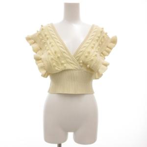 ニットビスチェ ベスト フリル ポップコーン カシュクール F 白 ホワイト /GV GY30