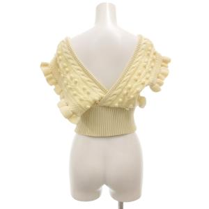 LEINWANDE ニットビスチェ ベスト フリル ポップコーン カシュクール F 白 ホワイト /GV GY30