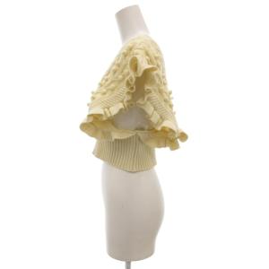 LEINWANDE ニットビスチェ ベスト フリル ポップコーン カシュクール F 白 ホワイト /GV GY30