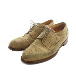 UNITED ARROWS別注 ドレスシューズ ウィングチップ スエード ロゴ 8.5 27cm 茶 ブラウン