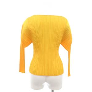 PLEATS PLEASE ISSEY MIYAKE イッセイミヤケ カットソー ブラウス 長袖 プリーツ加工 3 ブラウン イエロー マルチカラー /UO