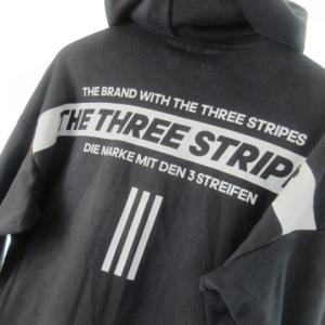 adidas PAKAIAN ジップパーカー スウェット フーディ バックプリント スリーストライプス ロゴ刺繍 M