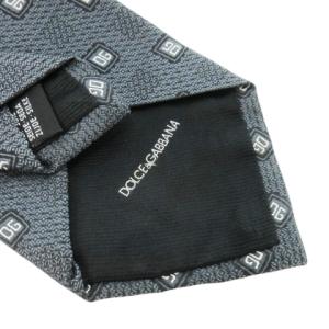 DOLCE&GABBANA ネクタイ レギュラー シルク 絹 スクエアロゴ チェック グレー /CK16 GY99