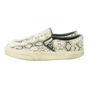 スニーカー スリッポン パイソン柄 総柄 8.5 26.5cm 白 アイボリー /AO4 GY99