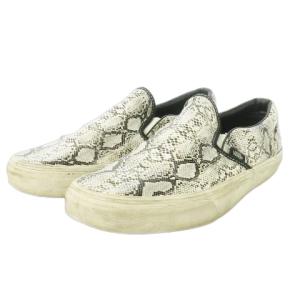 VANS スニーカー スリッポン パイソン柄 総柄 8.5 26.5cm 白 アイボリー /AO4 GY99