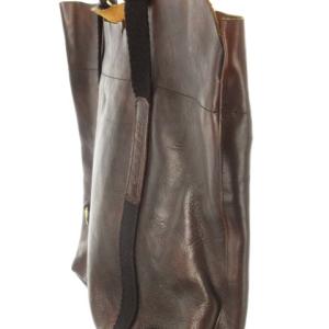 JAS-M.B. トートバッグ レザー ステッチ ロゴ型押し アシメントリー 変形 茶 ブラウン /MN11 GY99