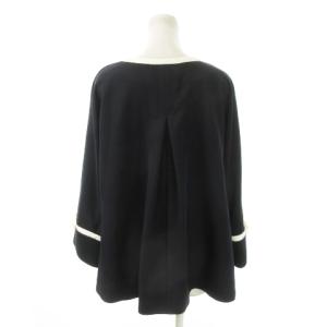 Rose Tiara ジャケット ノーカラー ワイドスリーブ ライン 立体縫製 薄手 大きいサイズ F 紺 ネイビー /MN8