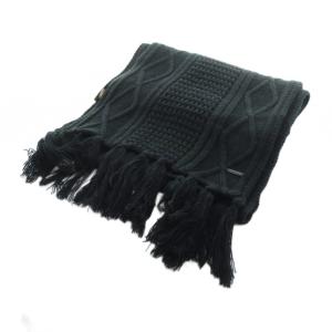 マフラー ストール ロゴ フリンジ 黒 ブラック GY99 /MQ