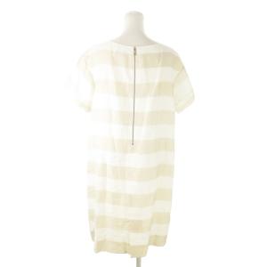 BURBERRY LONDON ひざ丈ワンピース 半袖 ボーダー 総柄 大きいサイズ 46 XL ベージュ /AO16 GY99