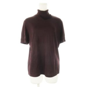 シルクニット タートルネック 半袖 絹 ウール混 ストレッチ 薄手 ロゴ刺繍 大きいサイズ 5 XXL