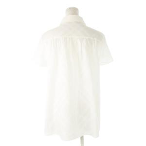 BURBERRY LONDON シアーシャツ 半袖 ジャカード ノバチェック ヨーク切替 44 L 白 ホワイト /CK19 GY99