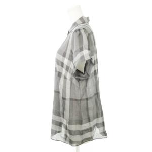BURBERRY LONDON シャツ ブラウス 半袖 レギュラーカラー コットン ノバチェック 大きいサイズ 46 XL グレー /AH1