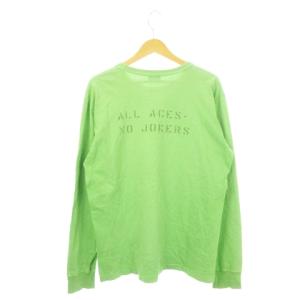 BUZZ RICKSON’S Tシャツ ロンT ラウンドネック 長袖 プリント トランプ フォーカード コットン L 緑 グリーン /AH11