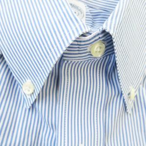 Brooks Brothers ワイシャツ Yシャツ ボタンダウン 長袖 コットン ストライプ 総柄 14.5-31 青 ブルー /AO10