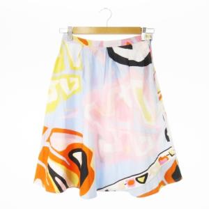 フレアスカート ひざ丈 コットン プッチ柄 ロゴ 総柄 38 M ピンク /CK27 GY99