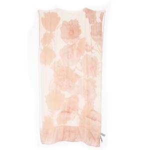 スカーフ マフラー シルク混 絹 シアー ジャカード フラワー 花柄 ロゴ ピンク /CK14 GY99