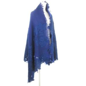 Diagram GRACE CONTINENTAL ストール ショール マフラー 大判 ウール フリンジ フラワー 花柄 レース F 紺 ネイビー /AH3