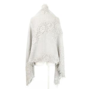 Diagram GRACE CONTINENTAL ストール ショール マフラー 大判 ウール フリンジ フラワー 花柄 エンブロイダリー レース F グレー