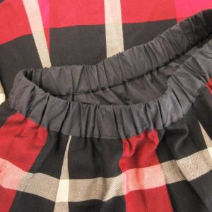 BLUE LABEL CRESTBRIDGE リバーシブルスカート ロング フレア ウエストゴム チェック 総柄 無地 36 S 赤 レッド 黒 ブラック