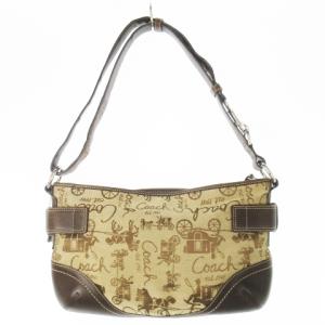 COACH ショルダーバッグ キャンバス レザー 革 ロゴ バックル 茶 ブラウン F14442 /CK22 GY18