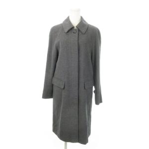 ステンカラーコート ロング フロントボタン 比翼 カシミヤ混 ロゴ刻印ボタン 40 L グレー /MN10