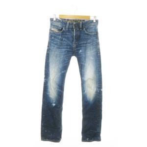 SAFADO デニムパンツ ジーンズ スリムストレート ウォッシュ加工 W26 青 ブルー /AO4 GY44
