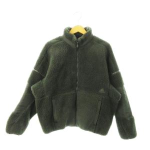 ボアジャケット フリースジャケット スタンドカラー ジップアップ アウトステッチ ロゴ 刺繍 スリーストライプス