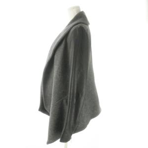 Theory トッパーコート ショート丈 ショールカラー カシミヤ混 切替 羊革 ラムレザー S グレー /AO13