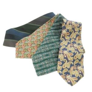 MONSIEUR ネクタイ 4本セット ナロータイ 絹 シルク ストライプ ペイズリー柄 総柄 紺 ネイビー