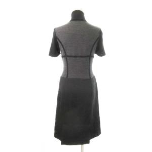 KARL LAGERFELD ニットワンピース ひざ丈 タートルネック 半袖 ウール 切替 38 M 黒 ブラック /MN12 GY99