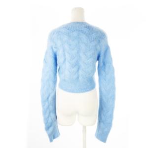 DSQUARED2 23AW モヘヤクロップドセーター 長袖 ショート丈 ケーブル編み 起毛 S 青 ブルー /CK5 GY30