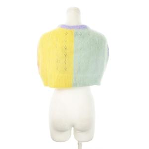 DSQUARED2 23AW モヘヤミニケープ クロップドカーディガン マント ニット 透かし編み 配色 ロゴプレート S