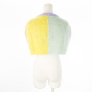 DSQUARED2 23AW モヘヤミニケープ クロップドカーディガン マント 透かし編み 配色 マルチカラー M 紫 パープル