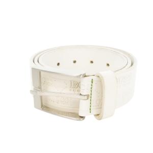 TORIALO-N ベルト レザー 本革 牛革 エンボス ロゴ 総柄 90-34 白 ホワイト /AH15