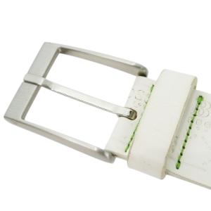 HUGO BOSS TORIALO-N ベルト レザー 本革 牛革 エンボス ロゴ 総柄 90-34 白 ホワイト /AH15