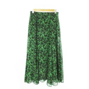 イネドクラロ INEDCLARO ロングスカート フレア 花柄 ストライプ フリンジドット 総柄 F 黒