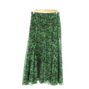 INED イネドクラロ INEDCLARO ロングスカート フレア 花柄 ストライプ フリンジドット 総柄 F 黒