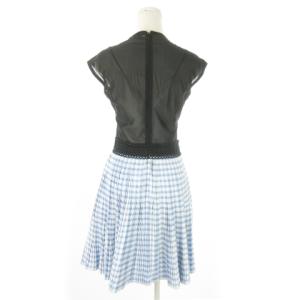 CARVEN ひざ丈ワンピース ノースリーブ 切替 プリーツ チュール レース 花柄 バラ ギンガムチェック 小さいサイズ