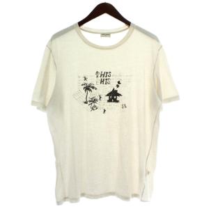 19SS Tシャツ カットソー 半袖 クルーネック ダメージ加工 プリント M 白 ホワイト /XZ GY44