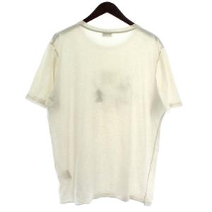 SAINT LAURENT PARIS 19SS Tシャツ カットソー 半袖 クルーネック ダメージ加工 プリント M 白 ホワイト /XZ GY44