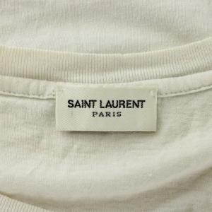 SAINT LAURENT PARIS 19SS Tシャツ カットソー 半袖 クルーネック ダメージ加工 プリント M 白 ホワイト /XZ GY44