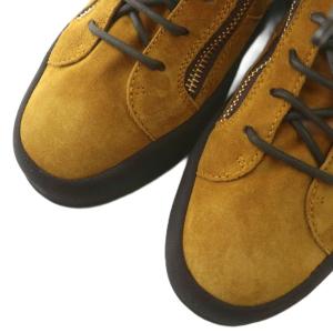 GIUSEPPE ZANOTTI ムートンスニーカー 牛革 スエード ボア ハイカット サイドジップ ロゴ 40 25cm 黄色 イエロー