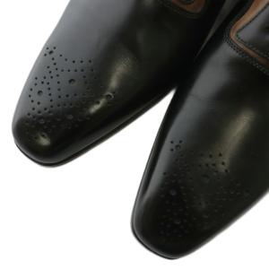 SANTONI ビジネスシューズ メダリオン スクエアトゥ 6 ブラック