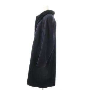 Leilian コート ロング ミンクファー 毛皮 比翼 アンゴラ混 カシミヤ混 大きいサイズ +13 紺 ネイビー /MN20