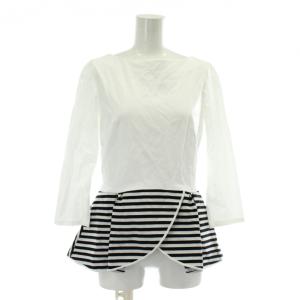 23SS PEPLUM WRAP TEE Tシャツ カットソー 長袖 ボートネック ボーダー柄 36 S