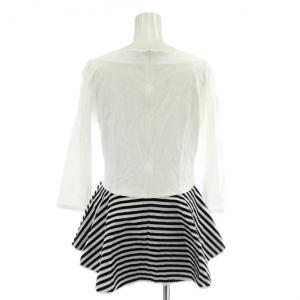 BORDERS at BALCONY 23SS PEPLUM WRAP TEE Tシャツ カットソー 長袖 ボートネック ボーダー柄 36 S