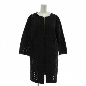 ノーカラージャケット カットアウト 刺繍 ジップアップ 46 XL 黒 ブラック /XZ GY35